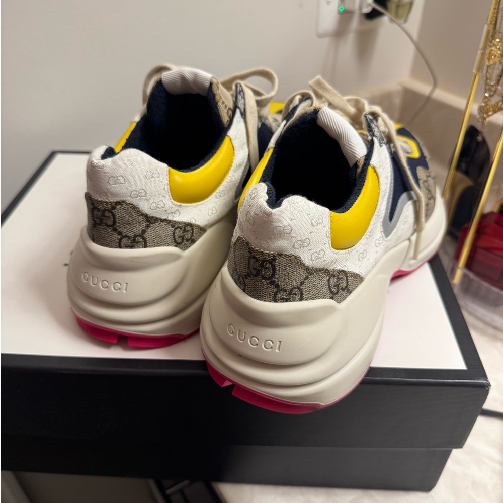 Men Gucci Sneakers - Yellow and Pink Accents. Size US8 /UK7